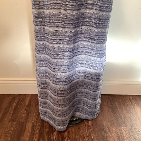 Pure j jill linen Women’s XS 100% linen sleeveless blue striped beach wave dress - Picture 4 of 12